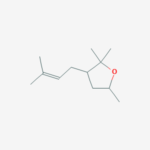 molecular formula C12H22O B14324195 2,2,5-Trimethyl-3-(3-methylbut-2-en-1-yl)oxolane CAS No. 111129-40-9