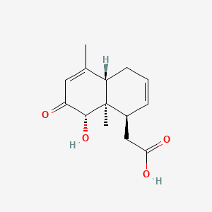 molecular formula C14H18O4 B14324227 1-Naphthaleneacetic acid, 1,4,4a,7,8,8a-hexahydro-8-hydroxy-5,8a-dimethyl-7-oxo-, (1alpha,4aalpha,8beta,8abeta)- CAS No. 104199-25-9