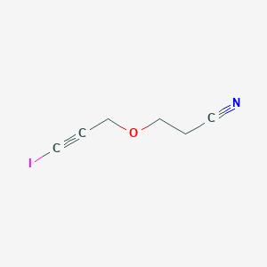 molecular formula C6H6INO B14324299 3-[(3-Iodoprop-2-yn-1-yl)oxy]propanenitrile CAS No. 107024-21-5