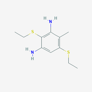 molecular formula C11H18N2S2 B14324411 2,5-Bis(ethylsulfanyl)-4-methylbenzene-1,3-diamine CAS No. 104983-87-1