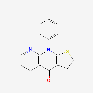 molecular formula C16H14N2OS B14324679 9-Phenyl-3,5,6,9-tetrahydrothieno[2,3-b][1,8]naphthyridin-4(2H)-one CAS No. 112185-11-2