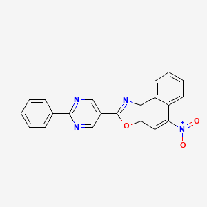 molecular formula C21H12N4O3 B14324739 5-Nitro-2-(2-phenylpyrimidin-5-yl)naphtho[1,2-d][1,3]oxazole CAS No. 111980-74-6