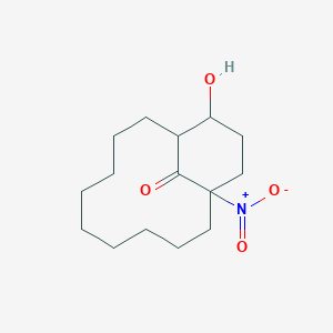 molecular formula C15H25NO4 B14324754 Bicyclo[9.3.1]pentadecan-15-one, 12-hydroxy-1-nitro- CAS No. 104825-51-6