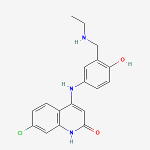 molecular formula C18H18ClN3O2 B14324964 2(1H)-Quinolinone, 7-chloro-4-((3-((ethylamino)methyl)-4-hydroxyphenyl)amino)- CAS No. 102790-37-4