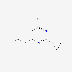 molecular formula C11H15ClN2 B1432515 嘧啶，4-氯-2-环丙基-6-(2-甲基丙基)- CAS No. 945955-12-4