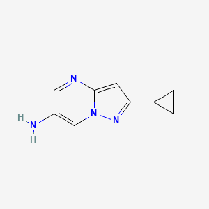 molecular formula C9H10N4 B1432523 2-Cyclopropylpyrazolo[1,5-a]pyrimidin-6-amine CAS No. 1356003-23-0