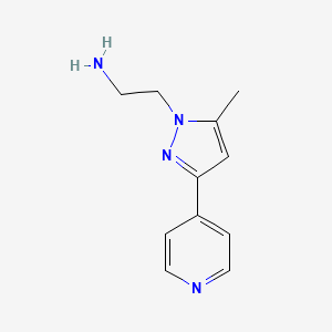 molecular formula C11H14N4 B1432546 2-(5-methyl-3-(pyridin-4-yl)-1H-pyrazol-1-yl)ethan-1-amine CAS No. 1504614-36-1