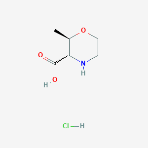 molecular formula C6H12ClNO3 B1432550 反式-2-甲基吗啉-3-羧酸盐酸盐 CAS No. 1807882-36-5