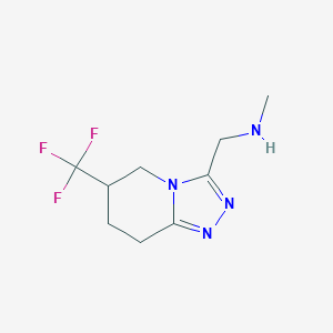 molecular formula C9H13F3N4 B1432566 N-methyl-1-(6-(trifluoromethyl)-5,6,7,8-tetrahydro-[1,2,4]triazolo[4,3-a]pyridin-3-yl)methanamine CAS No. 1504369-20-3