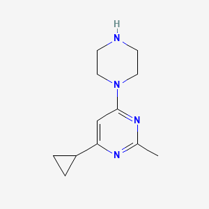 molecular formula C12H18N4 B1432586 4-环丙基-2-甲基-6-(哌嗪-1-基)嘧啶 CAS No. 1707735-25-8