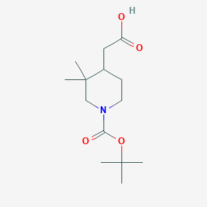 molecular formula C14H25NO4 B1432657 4-Carboxymethyl-3,3-dimethyl-piperidine-1-carboxylic acid tert-butyl ester CAS No. 1638768-07-6