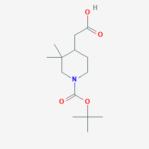 molecular formula C14H25NO4 B1432657 2-{1-[(tert-butoxy)carbonyl]-3,3-dimethylpiperidin-4-yl}acetic acid CAS No. 1638768-07-6