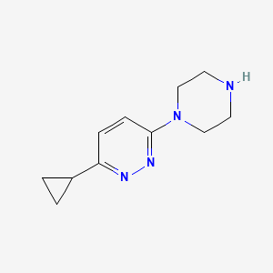 molecular formula C11H16N4 B1432664 3-Cyclopropyl-6-(piperazin-1-yl)pyridazine CAS No. 1550948-34-9