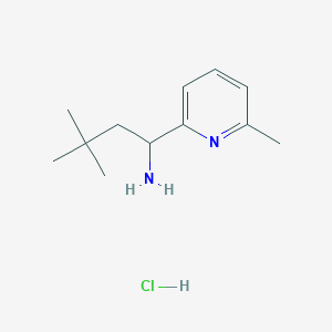 molecular formula C12H21ClN2 B1432683 3,3-二甲基-1-(6-甲基吡啶-2-基)丁-1-胺盐酸盐 CAS No. 1864057-46-4