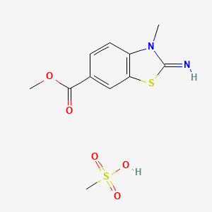 molecular formula C11H14N2O5S2 B1432705 Methyl 2-imino-3-methyl-2,3-dihydrobenzo[d]thiazole-6-carboxylate methanesulfonate CAS No. 2034455-56-4