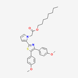 molecular formula C31H36N2O4S B14327305 1H-Pyrrole-1-acetic acid, 2-(4,5-bis(4-methoxyphenyl)-2-thiazolyl)-, octyl ester CAS No. 101001-48-3