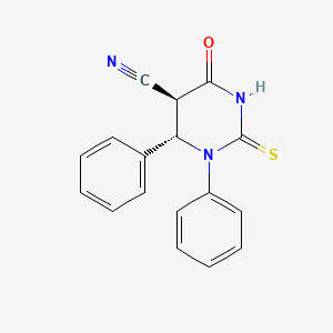 molecular formula C17H13N3OS B14327329 Trans-4-oxo-1,6-diphenyl-2-thioxohexahydropyrimidine-5-carbonitrile 