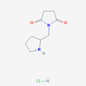 molecular formula C9H15ClN2O2 B1432736 1-(Pyrrolidin-2-ylmethyl)pyrrolidine-2,5-dione hydrochloride CAS No. 1864057-82-8