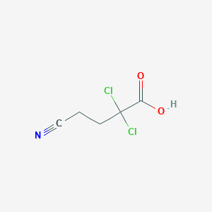 molecular formula C5H5Cl2NO2 B14327381 2,2-Dichloro-4-cyanobutanoic acid CAS No. 108195-88-6