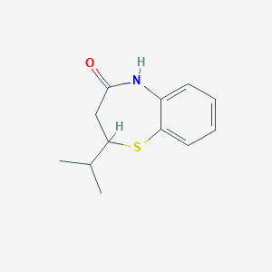 molecular formula C12H15NOS B14327526 2-(Propan-2-yl)-2,3-dihydro-1,5-benzothiazepin-4(5H)-one CAS No. 96680-80-7