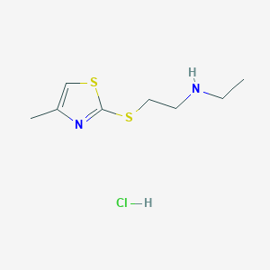 molecular formula C8H15ClN2S2 B1432757 N-ethyl-2-((4-methylthiazol-2-yl)thio)ethan-1-amine hydrochloride CAS No. 1864074-03-2