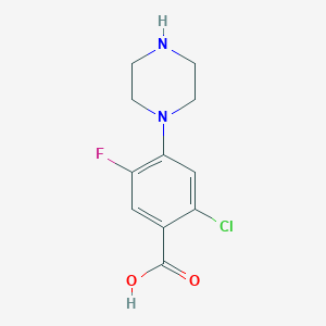 2-Chloro-5-fluoro-4-(piperazin-1-yl)benzoic acid