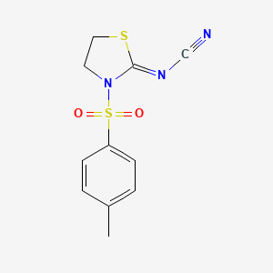 molecular formula C11H11N3O2S2 B14327662 [3-(4-Methylbenzene-1-sulfonyl)-1,3-thiazolidin-2-ylidene]cyanamide CAS No. 97097-66-0