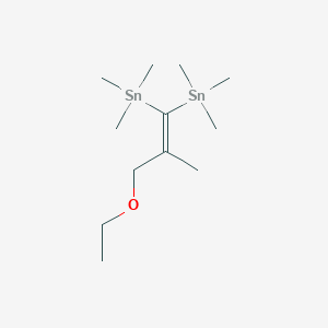 molecular formula C12H28OSn2 B14327735 [2-(Ethoxymethyl)prop-1-ene-1,1-diyl]bis(trimethylstannane) CAS No. 103670-43-5