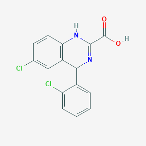 molecular formula C15H10Cl2N2O2 B14327805 6-Chloro-4-(2-chlorophenyl)-1,4-dihydroquinazoline-2-carboxylic acid CAS No. 106647-31-8