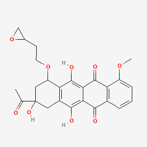 molecular formula C25H24O9 B14327882 5,12-Naphthacenedione, 7,8,9,10-tetrahydro-8-acetyl-1-methoxy-10-(2-oxiranylethoxy)-6,8,11-trihydroxy- CAS No. 100922-63-2