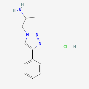 molecular formula C11H15ClN4 B1432791 1-(4-phenyl-1H-1,2,3-triazol-1-yl)propan-2-amine hydrochloride CAS No. 1823247-91-1