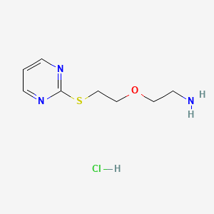 molecular formula C8H14ClN3OS B1432793 2-(2-(Pyrimidin-2-ylthio)ethoxy)ethan-1-amine hydrochloride CAS No. 1864074-21-4