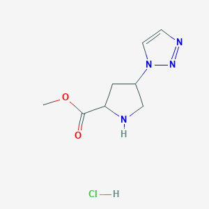 molecular formula C8H13ClN4O2 B1432797 methyl 4-(1H-1,2,3-triazol-1-yl)pyrrolidine-2-carboxylate hydrochloride CAS No. 1822545-44-7
