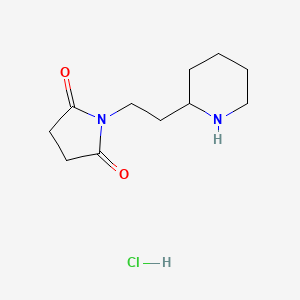 molecular formula C11H19ClN2O2 B1432800 1-(2-(Piperidin-2-yl)ethyl)pyrrolidine-2,5-dione hydrochloride CAS No. 1864073-92-6