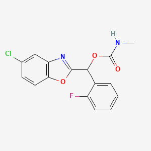 molecular formula C16H12ClFN2O3 B14328073 (5-Chloro-1,3-benzoxazol-2-yl)(2-fluorophenyl)methyl N-methylcarbamate CAS No. 104029-98-3