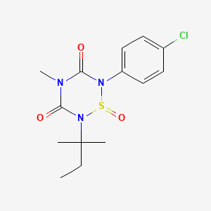 molecular formula C14H18ClN3O3S B14328081 2H-1,2,4,6-Thiatriazine-3,5(4H,6H)-dione, 2-(4-chlorophenyl)-6-(1,1-dimethylpropyl)-4-methyl-, 1-oxide CAS No. 101388-55-0