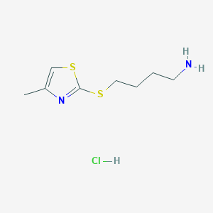 molecular formula C8H15ClN2S2 B1432822 4-((4-Methylthiazol-2-yl)thio)butan-1-amine hydrochloride CAS No. 1864054-21-6
