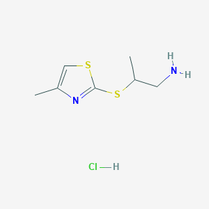 molecular formula C7H13ClN2S2 B1432823 2-((4-Methylthiazol-2-yl)thio)propan-1-amine hydrochloride CAS No. 1864054-09-0