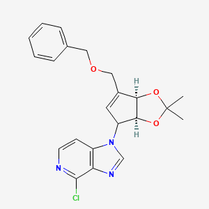 molecular formula C22H22ClN3O3 B14328299 1-((3aS,6aR)-6-(benzyloxymethyl)-2,2-dimethyl-4,6a-dihydro-3aH-cyclopenta[d][1,3]dioxol-4-yl)-4-chloro-1H-imidazo[4,5-c]pyridine 