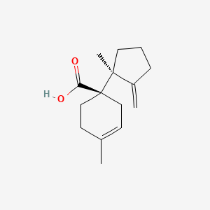 molecular formula C15H22O2 B14328339 3-Cyclohexene-1-carboxylic acid, 4-methyl-1-(1-methyl-2-methylenecyclopentyl)-, (R*,S*)- CAS No. 105164-35-0