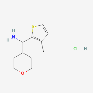 molecular formula C11H18ClNOS B1432834 (3-methylthiophen-2-yl)(tetrahydro-2H-pyran-4-yl)methanamine hydrochloride CAS No. 1864060-12-7