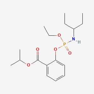 molecular formula C17H28NO5P B14328526 Benzoic acid, 2-((ethoxy((1-ethylpropyl)amino)phosphinyl)oxy)-, 1-methylethyl ester CAS No. 103982-04-3