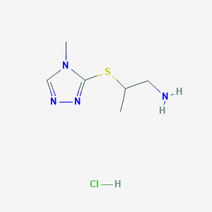 molecular formula C6H13ClN4S B1432860 2-((4-methyl-4H-1,2,4-triazol-3-yl)thio)propan-1-amine hydrochloride CAS No. 1864064-85-6