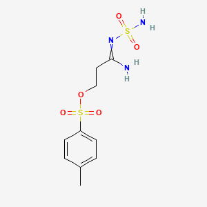 molecular formula C10H15N3O5S2 B14328635 3-Amino-3-(sulfamoylimino)propyl 4-methylbenzene-1-sulfonate CAS No. 105683-47-4