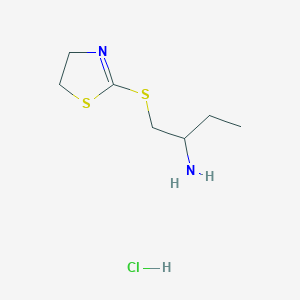 molecular formula C7H15ClN2S2 B1432874 1-((4,5-Dihydrothiazol-2-yl)thio)butan-2-amine hydrochloride CAS No. 1822677-33-7