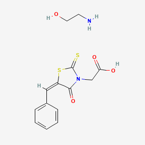 2-aminoethanol;2-[(5E)-5-benzylidene-4-oxo-2-sulfanylidene-1,3-thiazolidin-3-yl]acetic acid