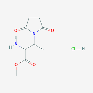 molecular formula C9H15ClN2O4 B1432879 Methyl 2-amino-3-(2,5-dioxopyrrolidin-1-yl)butanoate hydrochloride CAS No. 1822545-52-7