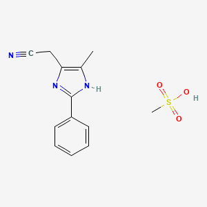 molecular formula C13H15N3O3S B14328791 1H-Imidazole-4-acetonitrile, 5-methyl-2-phenyl-, monomethanesulfonate CAS No. 103091-51-6