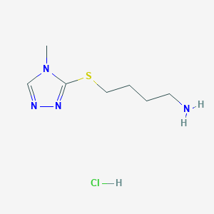 molecular formula C7H15ClN4S B1432888 4-((4-methyl-4H-1,2,4-triazol-3-yl)thio)butan-1-amine hydrochloride CAS No. 1864016-08-9
