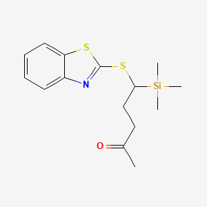 molecular formula C15H21NOS2Si B14328883 2-Pentanone, 5-(2-benzothiazolylthio)-5-(trimethylsilyl)- CAS No. 106296-65-5